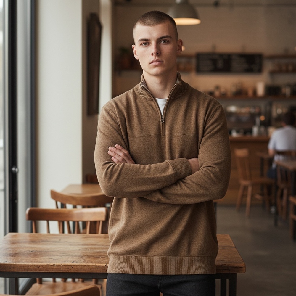 North Hudson Outfitters‎ Brown 1/4 Zip-Up Sweater L